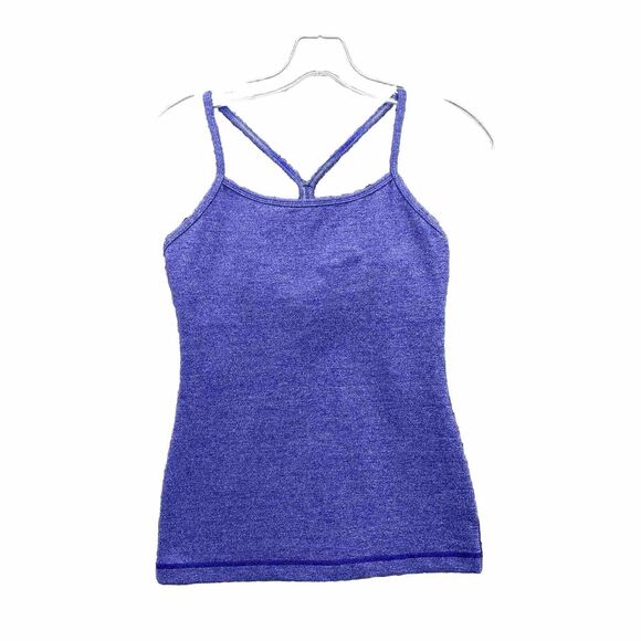 Lululemon Power Rose‎ Tank Top 4 Purple Heather Built In Y Bra Activewear Womens - Picture 1 of 10